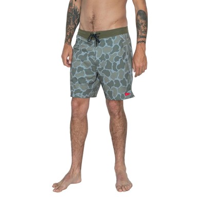 Florence Mens Boardshort  F1 Pro Hawaii Camo Olive Green