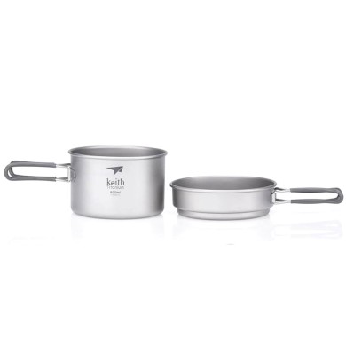 Keith Titanium 2-Piece Pot And Pan Cook Set 800/400ml Camping