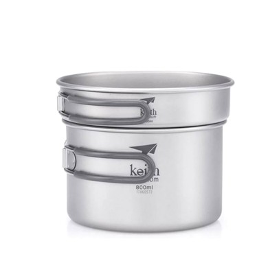 Keith Titanium 2-Piece Pot And Pan Cook Set 800/400ml Camping