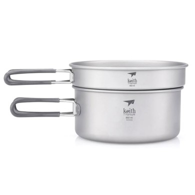 Keith Titanium Pot And Pan 2-Piece Cook Set 950/600ml Camping