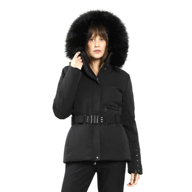 Poivre Blanc Women's Stretch Ski Jacket with Detachable Faux Fur Hood