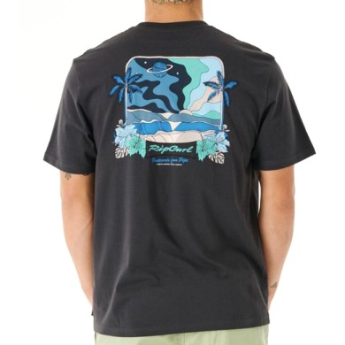 Rip Curl Mens T-Shirt Postcards 2nd Reef Tee Black