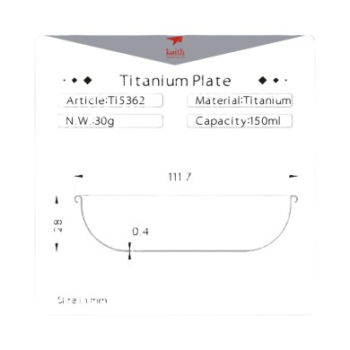 Keith Titanium Πιάτο 150ml Κατασκήνωσης