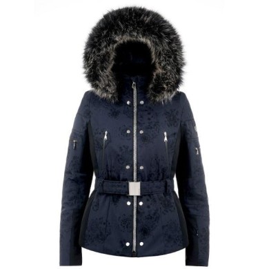 Poivre Blanc Women's Ski Jacket Belted with Faux Removable Hood